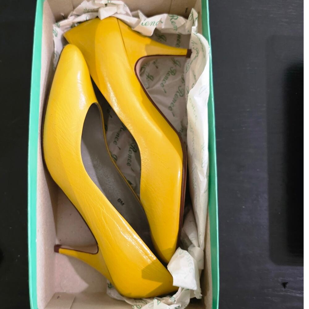 Vintage J. Renee Pointed Toe Leather Pumps Sunflower Size 8M NIB - Picture 3 of 8